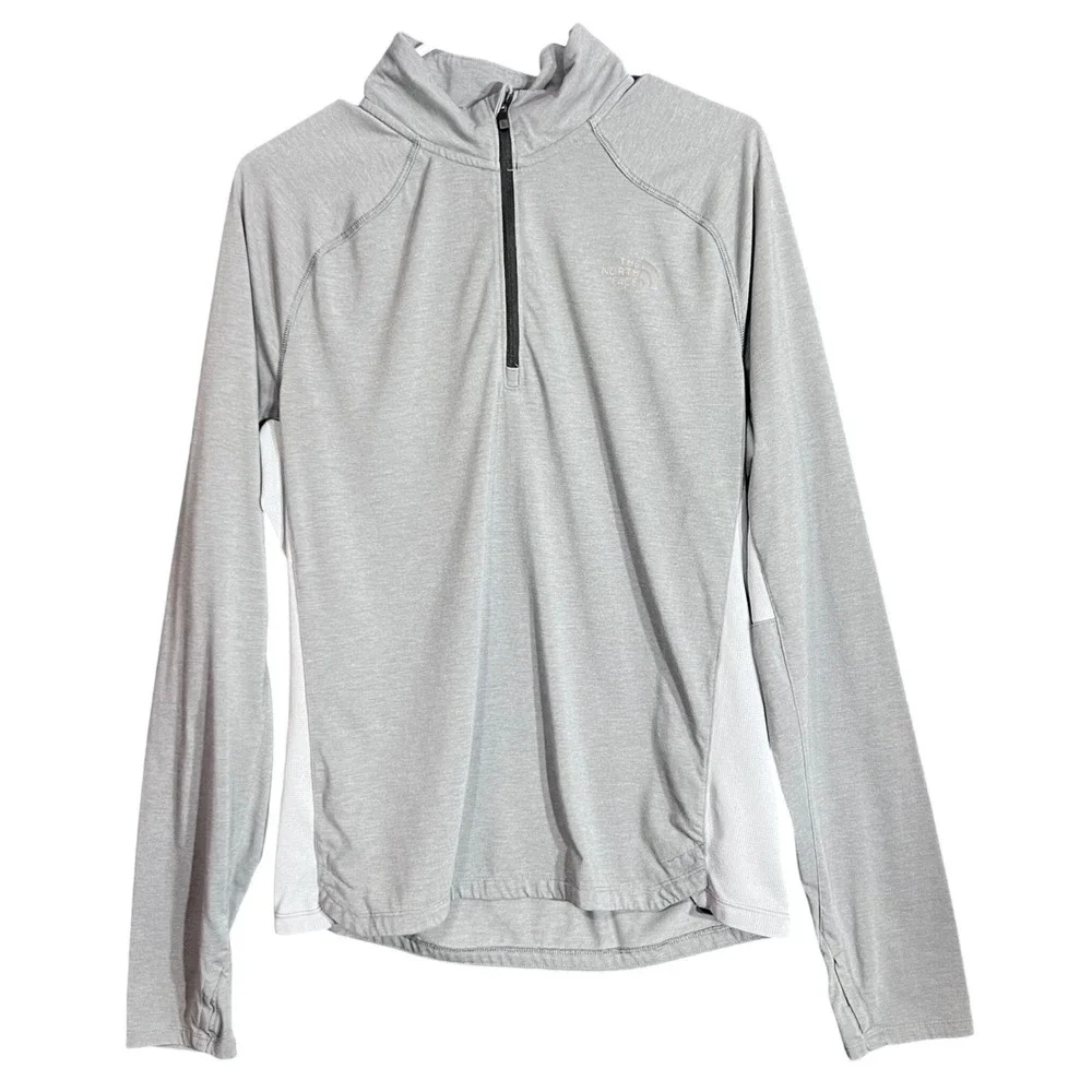 The‎ North Face Mens Size Medium FlashDry 1/4 Zip Pullover Grey Heather Gorpcore